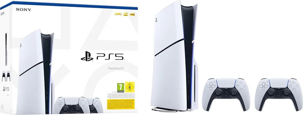 Sony PlayStation 5 PS5 Slim Disc Edition 1TB Konsole inkl. 2 DualSense Wireless Controller | 4K | 8K | 120 Hz | Blu-ray