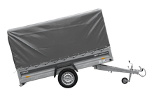 Laden Sie das Bild in den Galerie-Viewer, Anhänger 264×125 UNITRAILER FORCE 264 KIPP ungebremst mit H-1100 Rahmen und grauer Plane-Neu