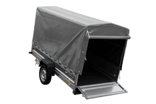 Laden Sie das Bild in den Galerie-Viewer, Anhänger 264×125 UNITRAILER FORCE 264 KIPP ungebremst mit H-1100 Rahmen und grauer Plane-Neu