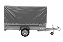 Laden Sie das Bild in den Galerie-Viewer, Anhänger 264×125 UNITRAILER FORCE 264 KIPP ungebremst mit H-1100 Rahmen und grauer Plane-Neu