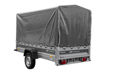 Laden Sie das Bild in den Galerie-Viewer, Anhänger 264×125 UNITRAILER FORCE 264 KIPP ungebremst mit H-1100 Rahmen und grauer Plane-Neu