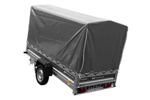 Laden Sie das Bild in den Galerie-Viewer, Anhänger 264×125 UNITRAILER FORCE 264 KIPP ungebremst mit H-1100 Rahmen und grauer Plane-Neu