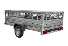 Laden Sie das Bild in den Galerie-Viewer, Anhänger 264×150 UNITRAILER GARDEN 265 KIPP mit Gitterwänden, H-0-Rahmen und grauer Plane-Neu
