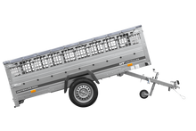 Laden Sie das Bild in den Galerie-Viewer, Anhänger 264×150 UNITRAILER GARDEN 265 KIPP mit Gitterwänden, H-0-Rahmen und grauer Plane-Neu