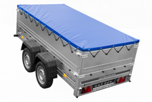 Laden Sie das Bild in den Galerie-Viewer, Anhänger mit zwei Achsen Garden Trailer 264/2 KIPP [inkl. zusätzliche Bordwände und Flachplane]-Neu