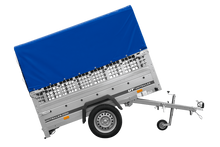 Laden Sie das Bild in den Galerie-Viewer, Autoanhänger 200×125 UNITRAILER GARDEN 201 KIPP mit Netzseitenwänden, H-800 Rahmen und grauer Plane-Neu
