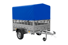 Laden Sie das Bild in den Galerie-Viewer, Autoanhänger 200×125 UNITRAILER GARDEN 201 KIPP mit Netzseitenwänden, H-800 Rahmen und grauer Plane-Neu
