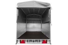Laden Sie das Bild in den Galerie-Viewer, Autotransportanhänger 200×125 UNITRAILER GARDEN 201 KIPP mit BIS-Seitenwänden, H-800-Rahmen und grauer Plane-Neu