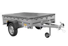 Laden Sie das Bild in den Galerie-Viewer, Autotransportanhänger 200×125 UNITRAILER GARDEN 201 KIPP mit H-0-Rahmen und grauer Plane-Neu