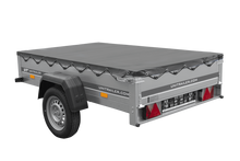 Laden Sie das Bild in den Galerie-Viewer, Autotransportanhänger 200×125 UNITRAILER GARDEN 201 KIPP mit H-0-Rahmen und grauer Plane-Neu