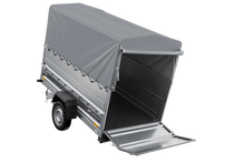 Laden Sie das Bild in den Galerie-Viewer, Autotransportanhänger 230×125 UNITRAILER FORCE 230 KIPP mit BIS-Seitenwänden, H-800-Rahmen und grauer Plane-Neu
