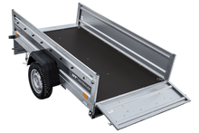 Laden Sie das Bild in den Galerie-Viewer, Autotransportanhänger auf Federn 230×125 UNITRAILER FORCE 230/R KIPP mit BIS-Seitenwänden, H-0-Rahmen und blauer Plane-Neu