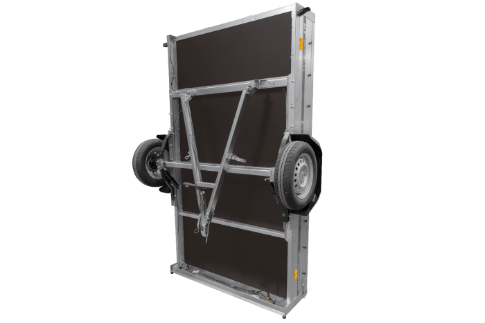 Autotransportanhänger auf Federn 264×150 UNITRAILER GARDEN 265/R KIPP mit BIS-Seitenwänden, H-0-Rahmen und grauer Plane-Neu