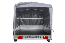 Laden Sie das Bild in den Galerie-Viewer, Autotransportanhänger auf Federn 264×150 UNITRAILER GARDEN 265/R KIPP mit H-1100 Rahmen und grauer Plane-Neu