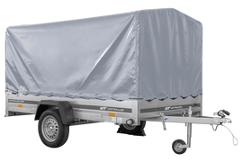 Autotransportanhänger auf Federn 264×150 UNITRAILER GARDEN 265/R KIPP mit H-1100 Rahmen und grauer Plane-Neu