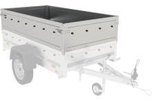 Laden Sie das Bild in den Galerie-Viewer, Autotransportanhänger 200×125 UNITRAILER GARDEN 201 KIPP mit BIS-Seitenwänden, H-800-Rahmen und grauer Plane-Neu