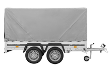 Laden Sie das Bild in den Galerie-Viewer, Der Anhänger Garden Trailer 264/2 KIPP MIT STÜTZRAD, H-1100-HOCHSPRIEGEL UND GRAUER PLANE-Neu