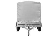 Laden Sie das Bild in den Galerie-Viewer, Der Anhänger Garden Trailer 264/2 KIPP MIT STÜTZRAD, H-1100-HOCHSPRIEGEL UND GRAUER PLANE-Neu