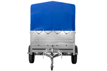 Laden Sie das Bild in den Galerie-Viewer, Einachsanhänger 200×125 UNITRAILER GARDEN 201 KIPP mit BIS-Seitenwänden, H-800-Rahmen und blauer Plane-Neu