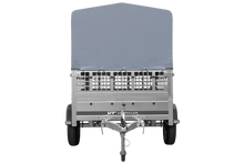 Laden Sie das Bild in den Galerie-Viewer, Einachsanhänger 200×125 UNITRAILER GARDEN 201 KIPP mit Gitterseitenwänden, H-800 Rahmen und grauer Plane-Neu