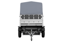 Laden Sie das Bild in den Galerie-Viewer, Einachsanhänger 200×125 UNITRAILER GARDEN 201 KIPP mit Gitterseitenwänden, H-800 Rahmen und grauer Plane-Neu