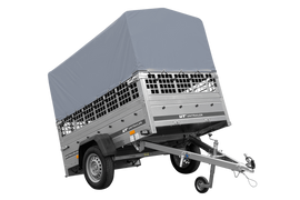 Einachsanhänger 200×125 UNITRAILER GARDEN 201 KIPP mit Gitterseitenwänden, H-800 Rahmen und grauer Plane-Neu