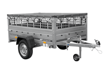 Laden Sie das Bild in den Galerie-Viewer, Einachsanhänger 200×125 UNITRAILER GARDEN 201 KIPP mit Gitterseitenwänden und grauer Abdeckung-Neu