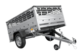 Einachsanhänger 200×125 UNITRAILER GARDEN 201 KIPP mit Gitterseitenwänden und grauer Abdeckung-Neu