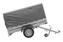 Laden Sie das Bild in den Galerie-Viewer, Einachsanhänger 200×125 UNITRAILER GARDEN 201 KIPP mit H-800 Rahmen und grauer Plane-Neu