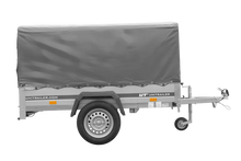 Laden Sie das Bild in den Galerie-Viewer, Einachsanhänger 200×125 UNITRAILER GARDEN 201 KIPP mit H-800 Rahmen und grauer Plane-Neu