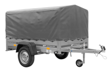 Laden Sie das Bild in den Galerie-Viewer, Einachsanhänger 200×125 UNITRAILER GARDEN 201 KIPP mit H-800 Rahmen und grauer Plane-Neu
