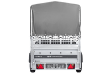 Laden Sie das Bild in den Galerie-Viewer, Einachsanhänger 230×125 UNITRAILER FORCE 230 KIPP mit Gitterseitenwänden, H-800 Rahmen und grauer Plane-Neu