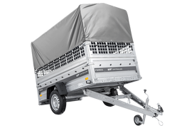 Einachsanhänger 230×125 UNITRAILER FORCE 230 KIPP mit Gitterseitenwänden, H-800 Rahmen und grauer Plane-Neu