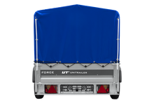 Laden Sie das Bild in den Galerie-Viewer, Einachsanhänger 230×125 UNITRAILER FORCE 230 KIPP mit H-800 Spriegel und blauer Plane-Neu