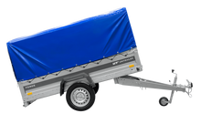Laden Sie das Bild in den Galerie-Viewer, Einachsanhänger 230×125 UNITRAILER FORCE 230 KIPP mit H-800 Spriegel und blauer Plane-Neu
