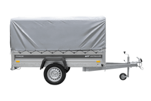 Laden Sie das Bild in den Galerie-Viewer, Einachsanhänger 230×125 UNITRAILER FORCE 230 KIPP mit H-800 Spriegel und grauer Hochplane-Neu