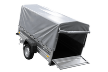 Laden Sie das Bild in den Galerie-Viewer, Einachsanhänger 230×125 UNITRAILER FORCE 230 KIPP mit H-800 Spriegel und grauer Hochplane-Neu