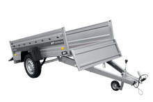 Laden Sie das Bild in den Galerie-Viewer, Einachsanhänger 230×125 UNITRAILER FORCE 230 KIPP mit H-800 Spriegel und grauer Hochplane-Neu