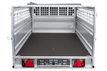 Laden Sie das Bild in den Galerie-Viewer, Einachsanhänger 264×125 UNITRAILER FORCE 264 KIPP mit Gitterwänden, H-0-Rahmen und grauer Plane-Neu