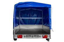 Laden Sie das Bild in den Galerie-Viewer, Einachsanhänger 264×150 UNITRAILER GARDEN 265 KIPP mit H-1100 Rahmen und blauer Plane-Neu