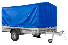 Laden Sie das Bild in den Galerie-Viewer, Einachsanhänger 264×150 UNITRAILER GARDEN 265 KIPP mit H-1100 Rahmen und blauer Plane-Neu