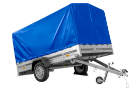 Einachsanhänger 264×150 UNITRAILER GARDEN 265 KIPP mit H-1100 Rahmen und blauer Plane-Neu