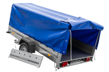 Laden Sie das Bild in den Galerie-Viewer, Einachsanhänger 264×150 UNITRAILER GARDEN 265 KIPP mit H-800 Rahmen und blauer Plane-Neu