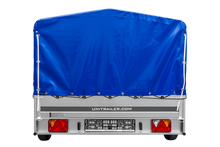Laden Sie das Bild in den Galerie-Viewer, Einachsanhänger 264×150 UNITRAILER GARDEN 265 KIPP mit H-800 Rahmen und blauer Plane-Neu