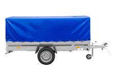 Laden Sie das Bild in den Galerie-Viewer, Einachsanhänger 264×150 UNITRAILER GARDEN 265 KIPP mit H-800 Rahmen und blauer Plane-Neu