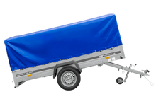 Laden Sie das Bild in den Galerie-Viewer, Einachsanhänger 264×150 UNITRAILER GARDEN 265 KIPP mit H-800 Rahmen und blauer Plane-Neu