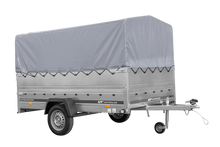 Laden Sie das Bild in den Galerie-Viewer, Einachsanhänger 264×150 UNITRAILER GARDEN 265 KIPP mit zusätzlichen Bordwänden, H-800-Rahmen und grauer Plane-Neu