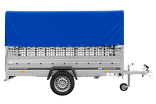 Laden Sie das Bild in den Galerie-Viewer, Einachsanhänger GARDEN TRAILER 264 KIPP mit Laubgitteraufsatz, Hochplane, Hochspriegel und Stützrad-Neu