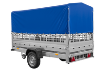 Laden Sie das Bild in den Galerie-Viewer, Einachsanhänger GARDEN TRAILER 264 KIPP mit Laubgitteraufsatz, Hochplane, Hochspriegel und Stützrad-Neu