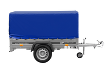 Laden Sie das Bild in den Galerie-Viewer, Einachsanhänger auf Blattfedern 200×125 UNITRAILER GARDEN 201/R KIPP mit H-800-Rahmen und blauer Plane-Neu